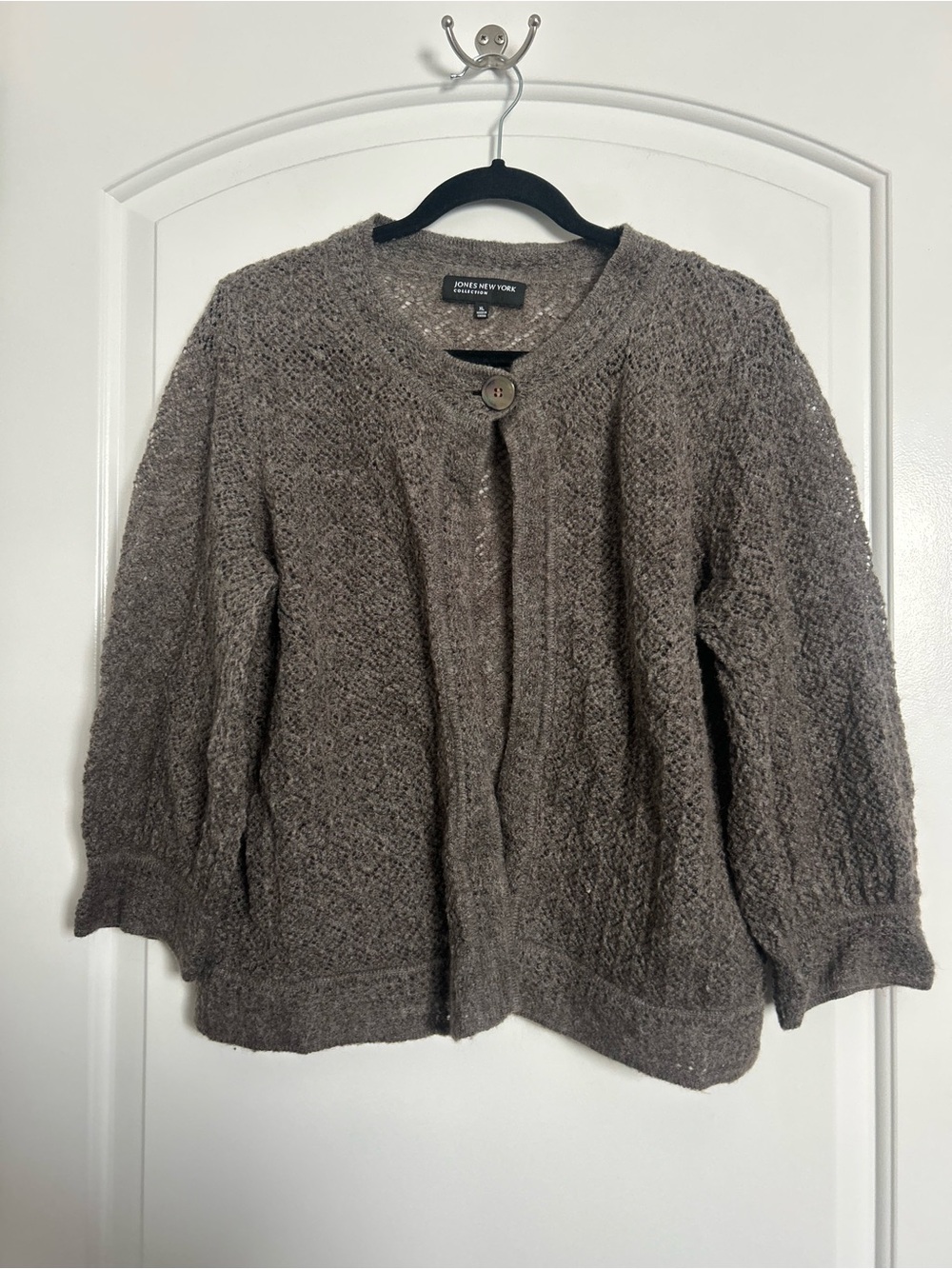 Jones New York Wool Mohair Blend Knit Cardigan Size XL 90s Cottagecore Fall Chic